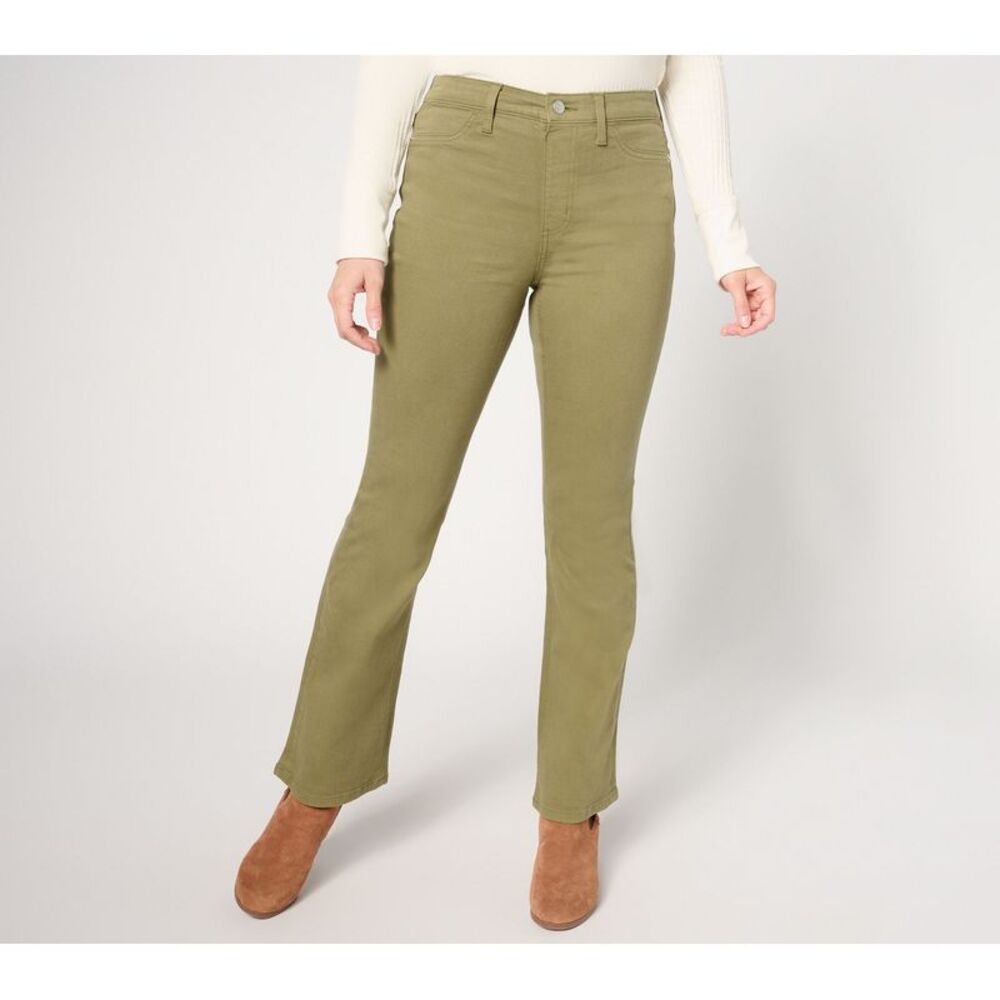 Denim & Co. Women's Pants Sz 18 Tall Color Easy Baby Bootcut Jean Green A668617